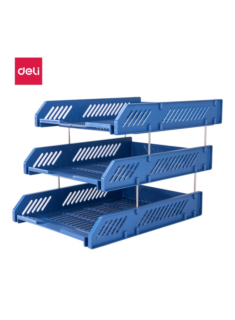 ديلي E9209 علبة ملفات زرقاء - مادة HIPS عالية الجودة، قضبان معدنية قابلة للإزالة - 268 × 336 × 118 مم - Image 1