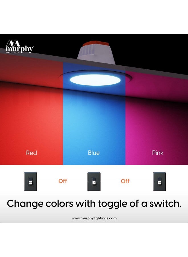 Murphy 7W 3-in-1 Round LED Conceal Panel Light Color Changing Light (Red/Blue/Pink, Pack of 4) - Image 2