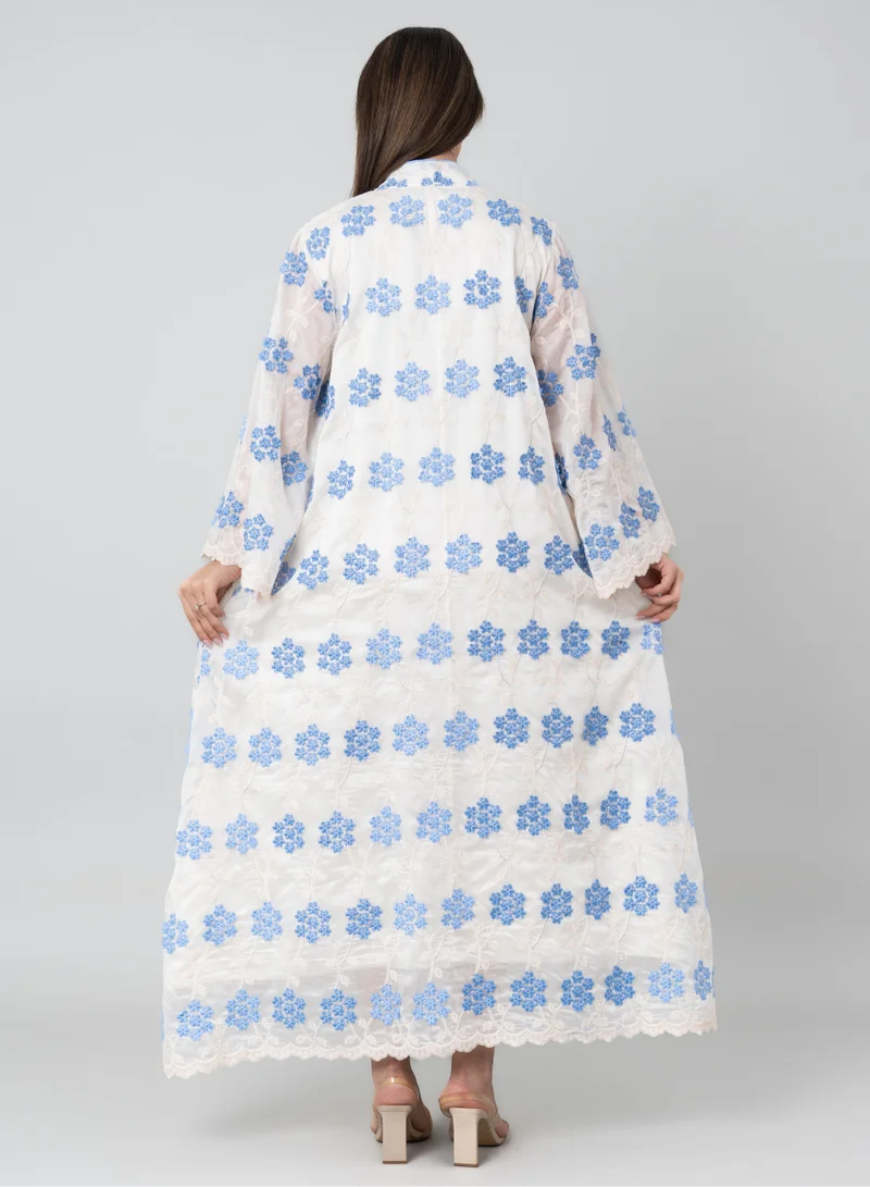 IKKXA Floral Aura Embroidered Jalabiya OMN03 Blue