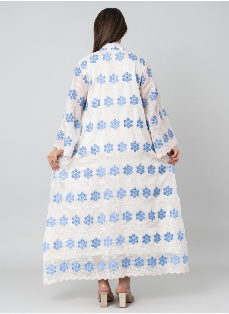 IKKXA Floral Aura Embroidered Jalabiya OMN03 Blue  - Image 4