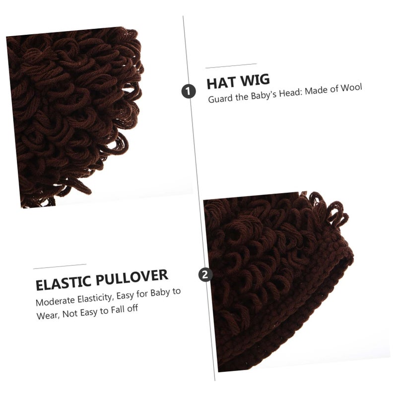Soft Knitted Wig Hat For Newborns Boys Girls Warm Winter Beanie Headwear - Image 4