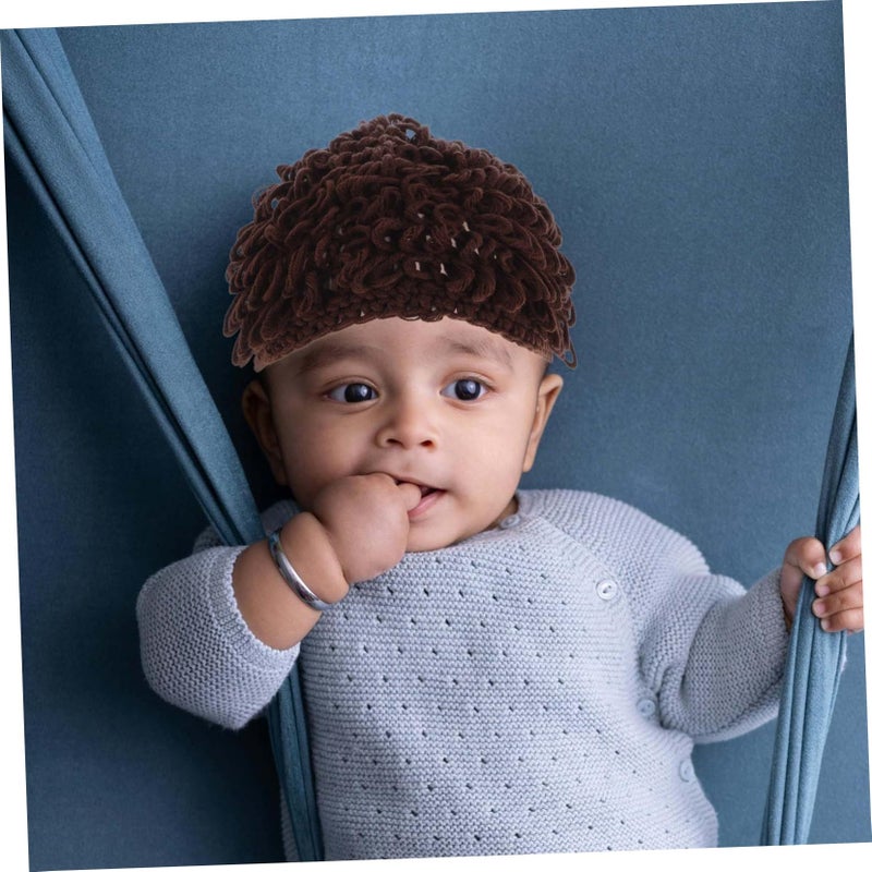 Soft Knitted Wig Hat For Newborns Boys Girls Warm Winter Beanie Headwear - Image 5