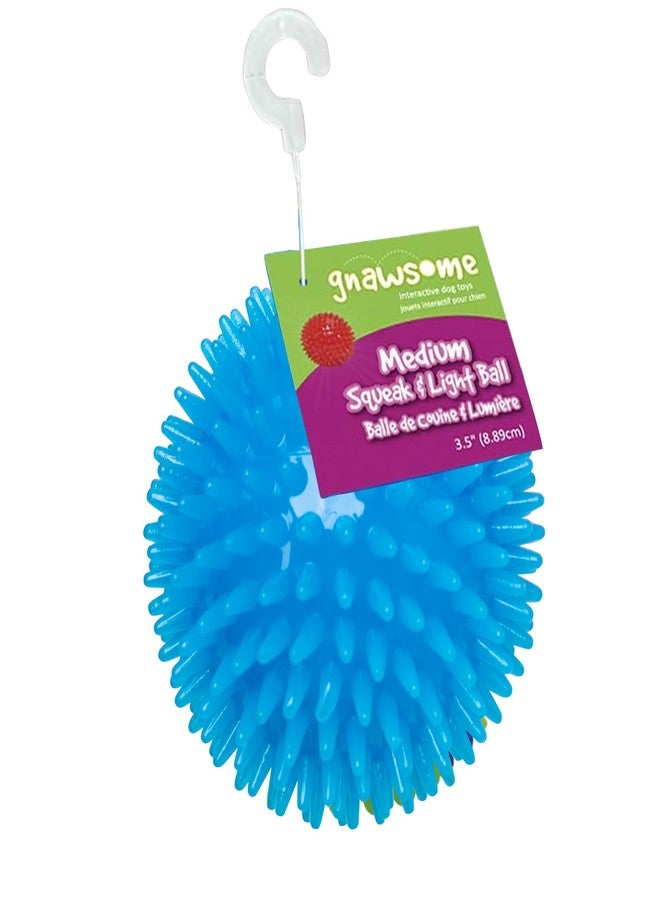 Gnawsome™ 3.5” Spiky Squeak & Light Ball Dog Toy - Medium, Cleans Teeth and Promotes Good Dental and Gum Health for Your Pet, Colors will vary, 3.5" - Image 1