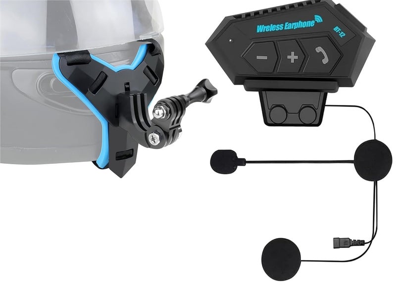 Cubonic BT12 بلوتوث لخوذة الدراجة النارية بلوتوث متعدد الوظائف مع قاعدة ذقن للخوذة لكاميرا GoPro ملحق حزام الدراجة النارية للخوذة الكاملة الوجه - Image 1