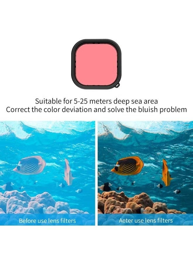 جراب مقاوم للماء مع فلاتر غوص لكاميرات GoPro Hero 13/Hero 12/Hero 11/Hero 10/Hero 9 باللون الأسود، طقم غوص واقٍ تحت الماء حتى عمق 230 قدمًا/70 مترًا، ملحق غوص لكاميرا الحركة الاحترافية - Image 4