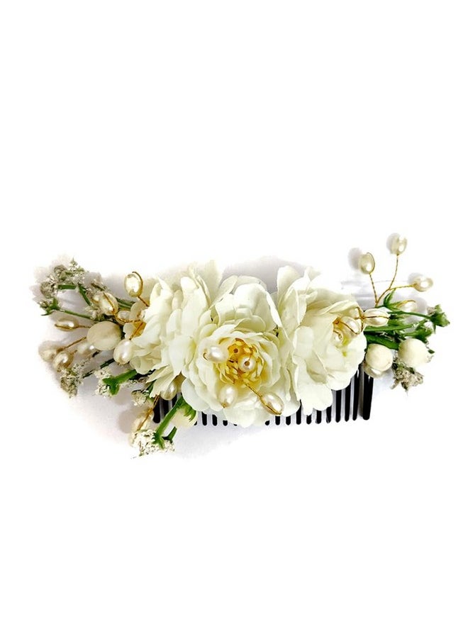 Hair Flare - Artificial Flower Made Hair Accessories And Hairpin For Women- White, 2215, Pack Of 1 - Image 1
