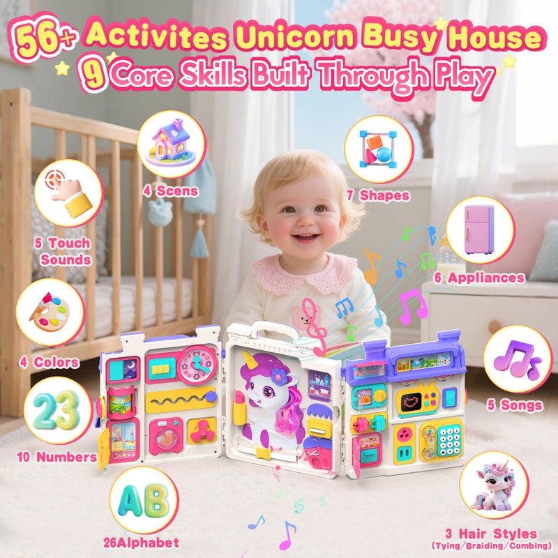 ELFJOY Montessori Toys for 1 Year Old Girl Gifts, Busy Board for 1 2 Year Old - 56+ Activities Bilingual Early Educational Learning Toddler Baby Girl Toys, First Birthday Gifts for 1 2 Year Old Girls - Image 2