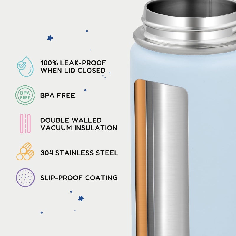 Fijinhom 12oz Kids Water Bottle for School, Toddler Bottles with Straws, Stainless Steel Vacuum Insulated Water Bottle for Boys&Girls, Leak-Proof, BPA-Free, Hope - Image 3