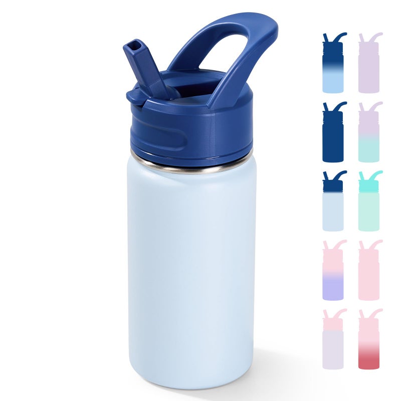 Fijinhom 12oz Kids Water Bottle for School, Toddler Bottles with Straws, Stainless Steel Vacuum Insulated Water Bottle for Boys&Girls, Leak-Proof, BPA-Free, Hope - Image 1