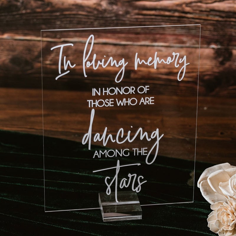 In Loving Memory Black Acrylic Sign For Memorial Wedding Flying Angels Heaven Tribute - Image 3
