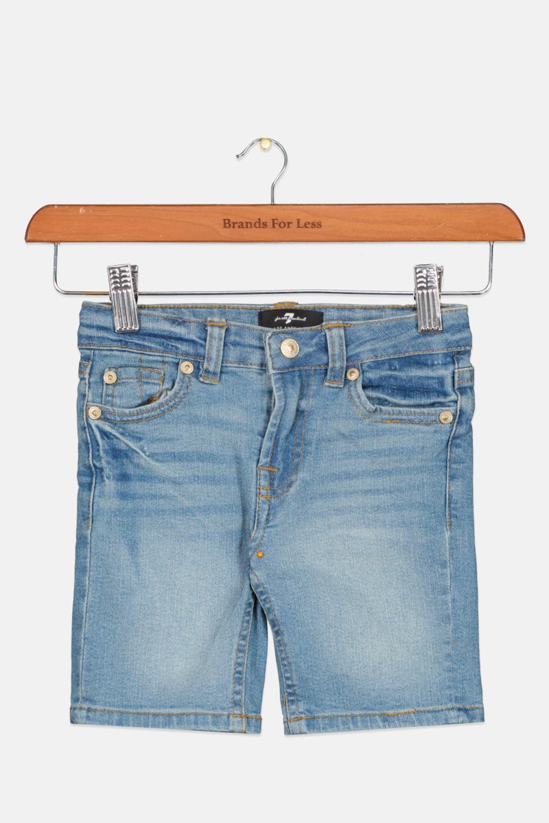 7 FOR ALL MANKIND Toddlers Girl Washed Denim Shorts, Light Blue - Image 1