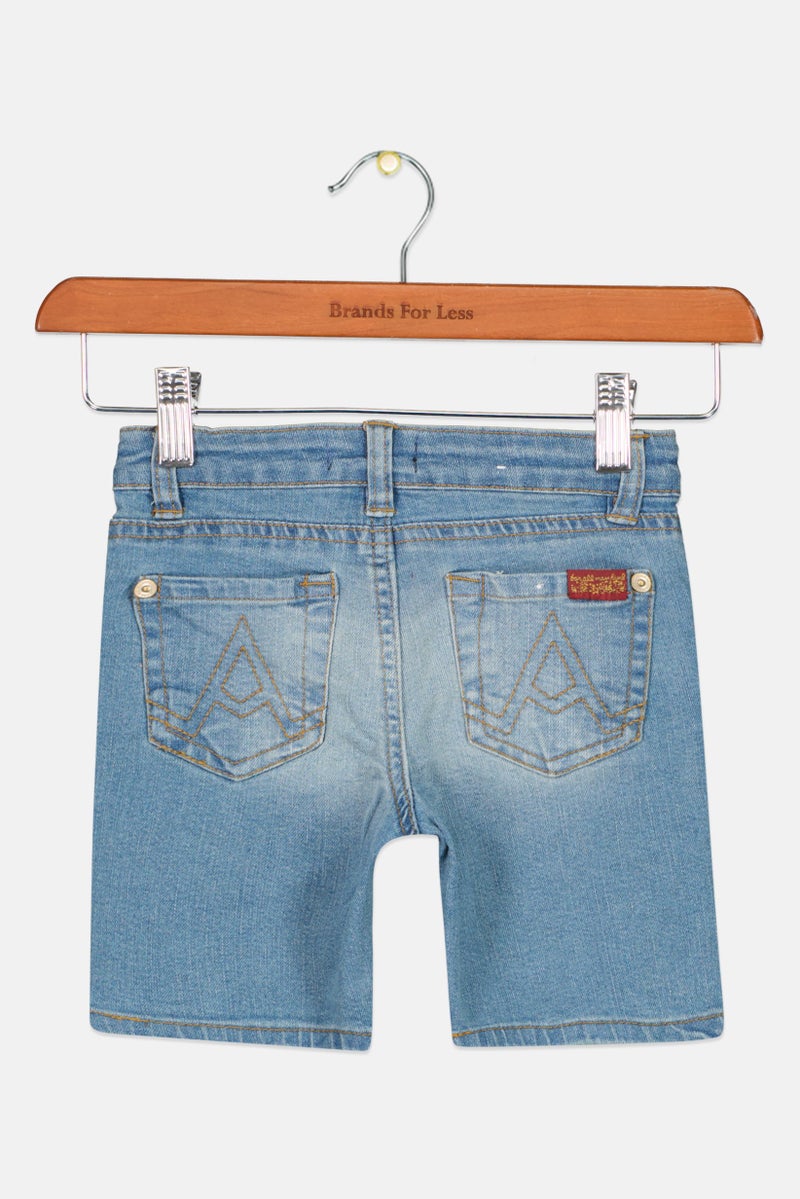 7 FOR ALL MANKIND Toddlers Girl Washed Denim Shorts, Light Blue - Image 2