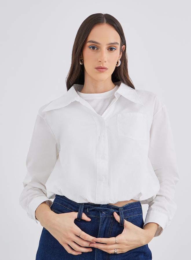 Styli Women White Plain Collared Shirt - Image 3
