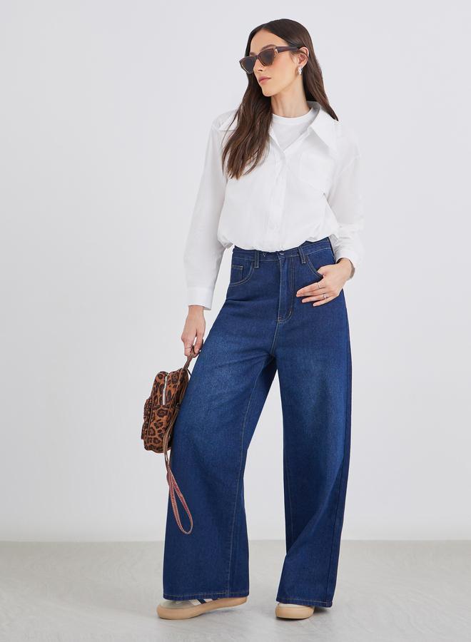 Styli Women White Plain Collared Shirt - Image 2