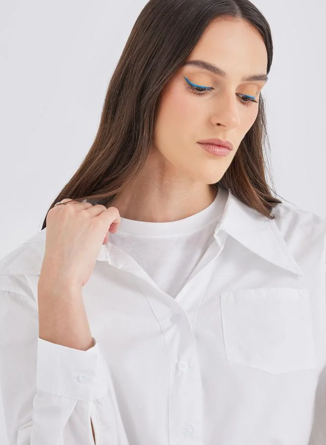 Styli Styli Women White Plain Collared Shirt