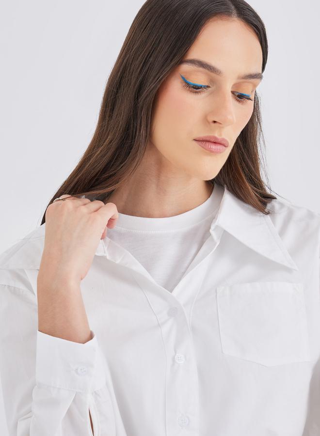 Styli Women White Plain Collared Shirt - Image 4