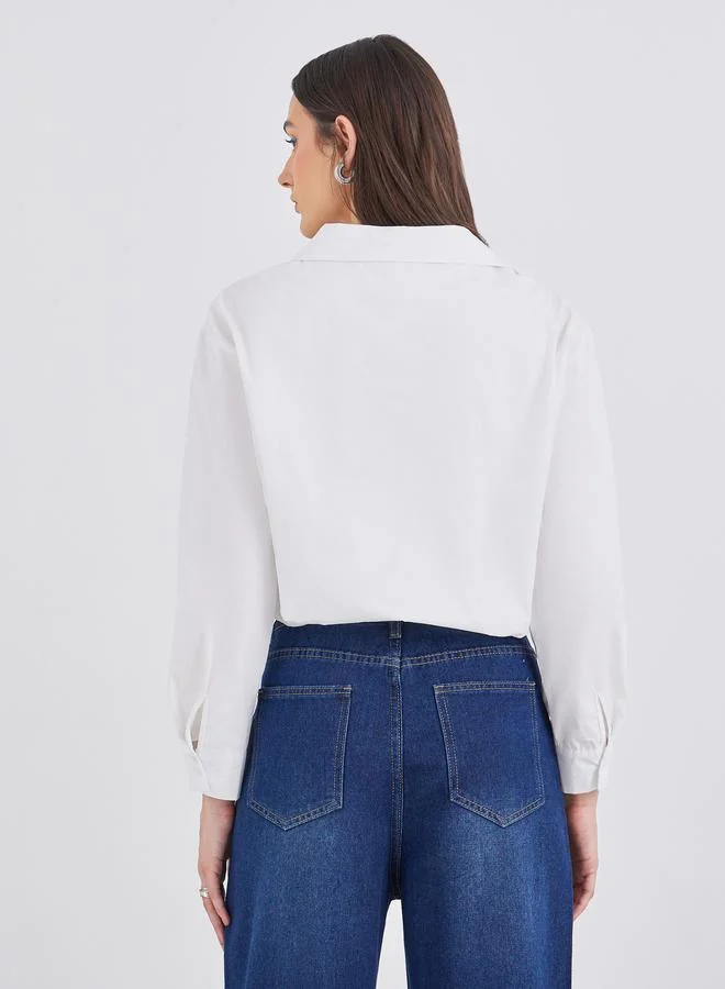 Styli Styli Women White Plain Collared Shirt