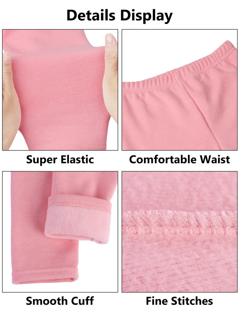 Resinta 4 Pack Girls Fleece Lined Leggings Thick Thermal Tights Soft Stretchy Pants Winter Warm Clothes for Kid - Image 5