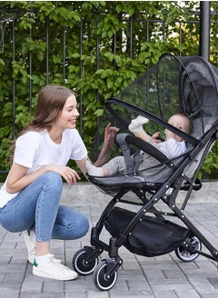 Sweet Life Baby Stroller Mosquito Net, Durable Baby Stroller Mosquito Net, Double Zipper Foldable Mesh Mosquito Net, Suitable for Baby Carriages, Baby Car Seats, Baby Cradles, Baby Carriers (Standard, Black)  - Image 2