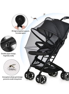 Sweet Life Baby Stroller Mosquito Net, Durable Baby Stroller Mosquito Net, Double Zipper Foldable Mesh Mosquito Net, Suitable for Baby Carriages, Baby Car Seats, Baby Cradles, Baby Carriers (Standard, Black)  - Image 3