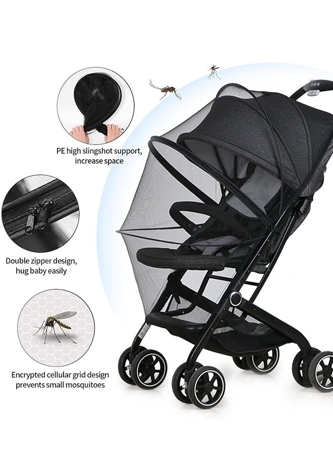 Sweet Life Baby Stroller Mosquito Net, Durable Baby Stroller Mosquito Net, Double Zipper Foldable Mesh Mosquito Net, Suitable for Baby Carriages, Baby Car Seats, Baby Cradles, Baby Carriers (Standard, Black)  - Image 3