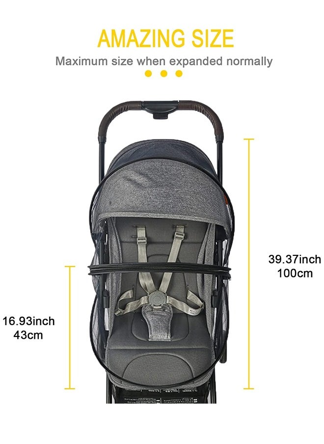 Sweet Life Baby Stroller Mosquito Net, Durable Baby Stroller Mosquito Net, Double Zipper Foldable Mesh Mosquito Net, Suitable for Baby Carriages, Baby Car Seats, Baby Cradles, Baby Carriers (Standard, Black)  - Image 5