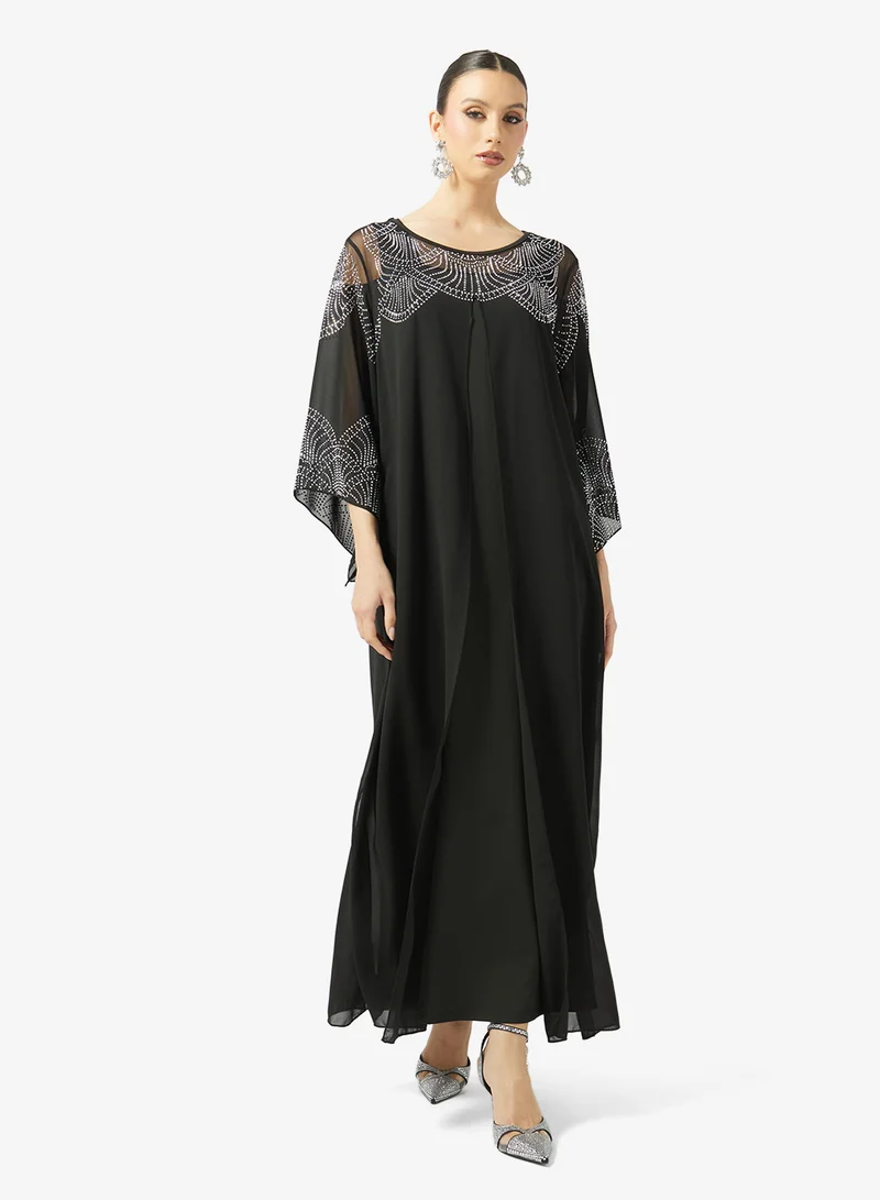 Khizana Embroidered Dress With Flare Sleeves