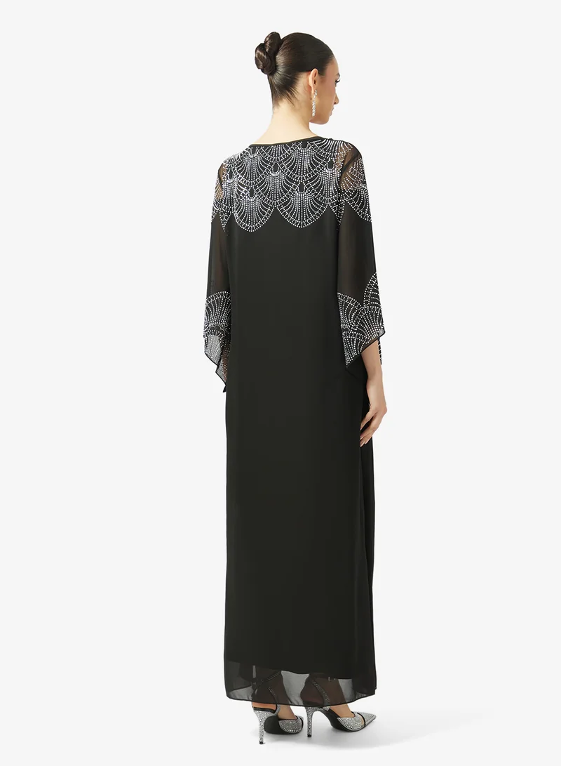 Khizana Embroidered Dress With Flare Sleeves