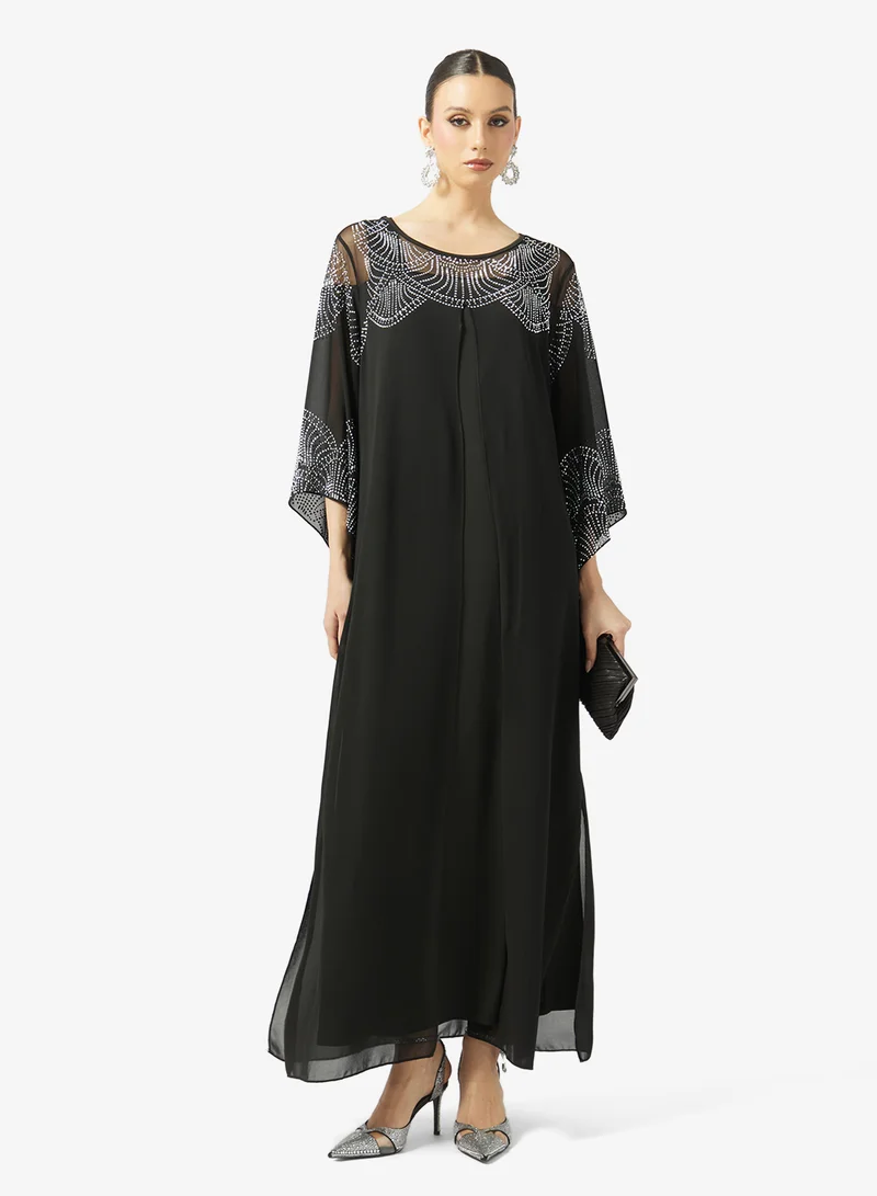 Khizana  Embroidered Dress With Flare Sleeves for Women | Best Price UAE