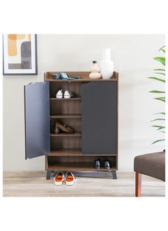 Janos 2 Door Shoe Cabinet Modern Design Wooden Furniture Shoe Organiser For Entryway Hallway Made in Malaysia Shoe Rack L 80 x W 37.8 x H 117 cm Columbia/Black