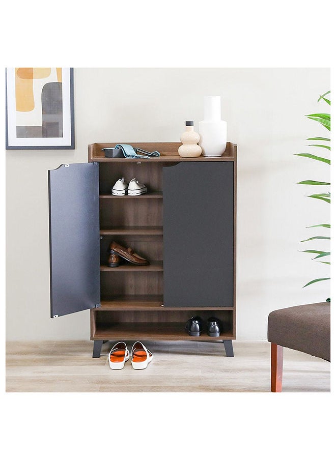 DANUBE HOME - Janos 2 Door Shoe Cabinet Modern Design Wooden Furniture Shoe Organiser For Entryway Hallway Made in Malaysia Shoe Rack L 80 x W 37.8 x H 117 cm Columbia/Black - Image 1