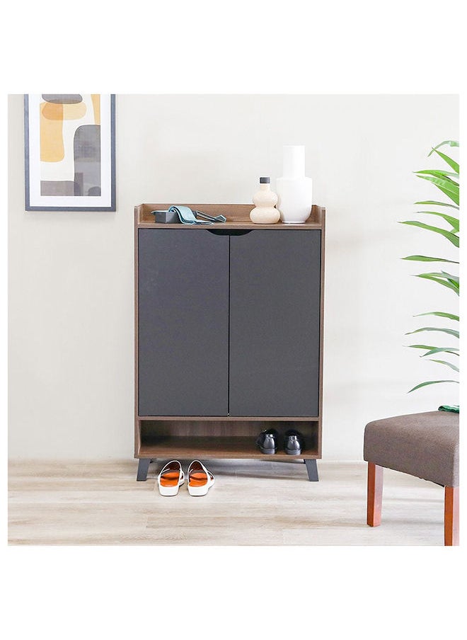 DANUBE HOME - Janos 2 Door Shoe Cabinet Modern Design Wooden Furniture Shoe Organiser For Entryway Hallway Made in Malaysia Shoe Rack L 80 x W 37.8 x H 117 cm Columbia/Black - Image 1