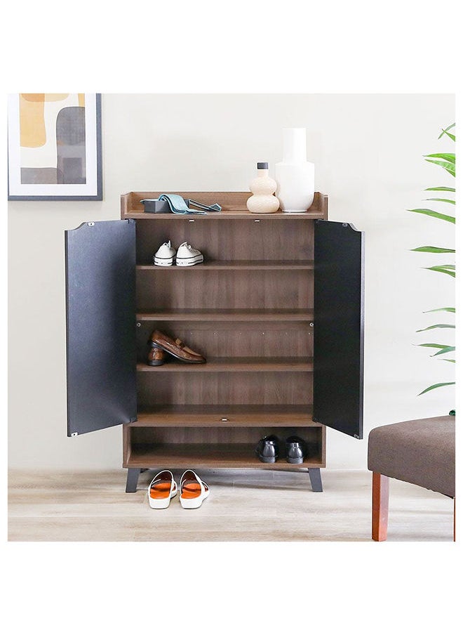 DANUBE HOME - Janos 2 Door Shoe Cabinet Modern Design Wooden Furniture Shoe Organiser For Entryway Hallway Made in Malaysia Shoe Rack L 80 x W 37.8 x H 117 cm Columbia/Black - Image 1