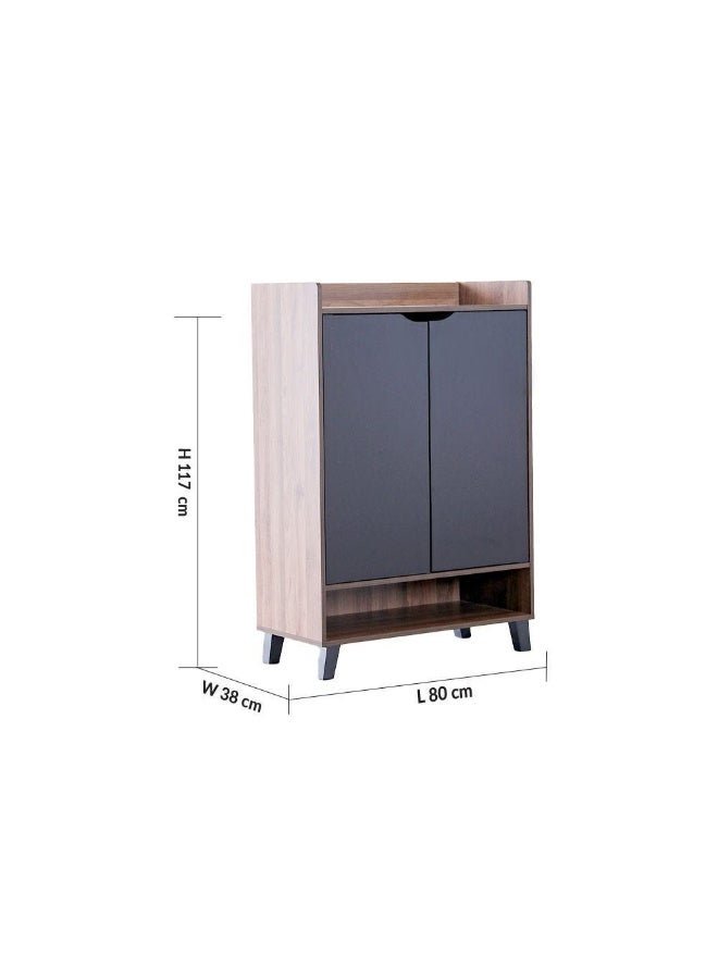 DANUBE HOME Janos 2 Door Shoe Cabinet Modern Design Wooden Furniture Shoe Organiser For Entryway Hallway Made in Malaysia Shoe Rack L 80 x W 37.8 x H 117 cm Columbia/Black - Image 4