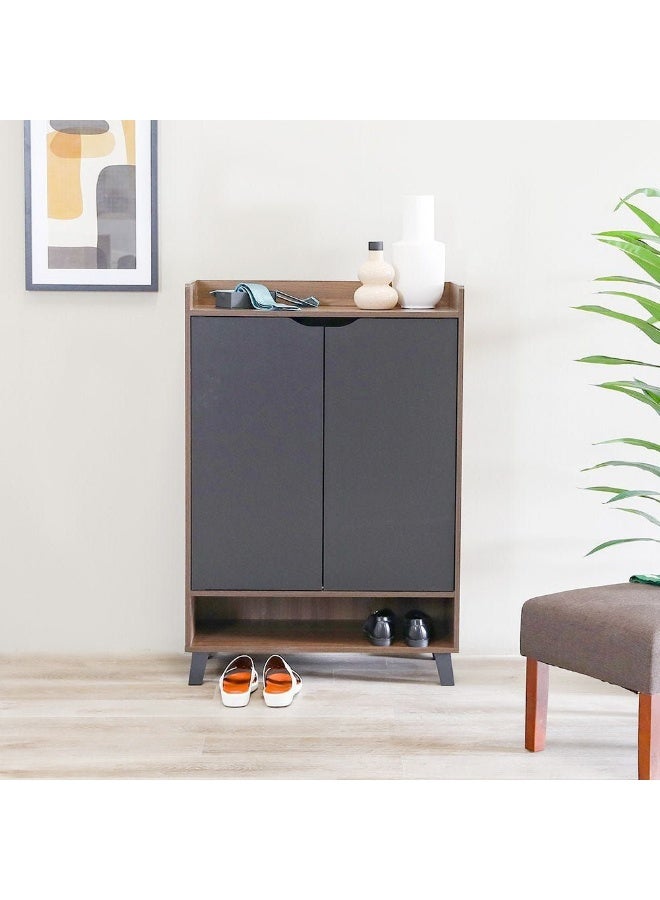 DANUBE HOME Janos 2 Door Shoe Cabinet Modern Design Wooden Furniture Shoe Organiser For Entryway Hallway Made in Malaysia Shoe Rack L 80 x W 37.8 x H 117 cm Columbia/Black - Image 1