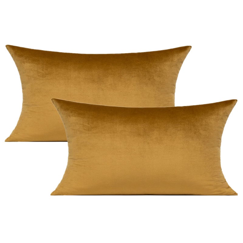 VAKADO 12x20 Christmas Gold Velvet Lumbar Decor Throw Pillow Covers Brown Golden Rectangle Decorative Cushion Cases Home for Couch Patio Sofa Bedroom Car Set of 2 - Image 2