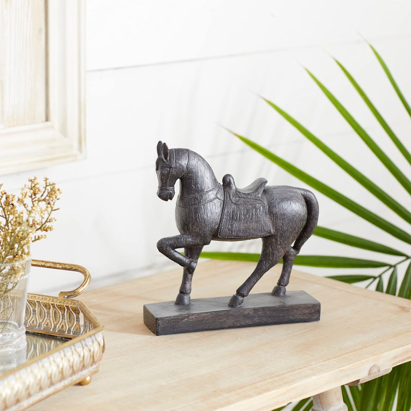 Deco 79 Polystone Horse Decorative Sculpture Home Decor Statue Accent Figurine 9 x 3 x 9 Brown - Image 2