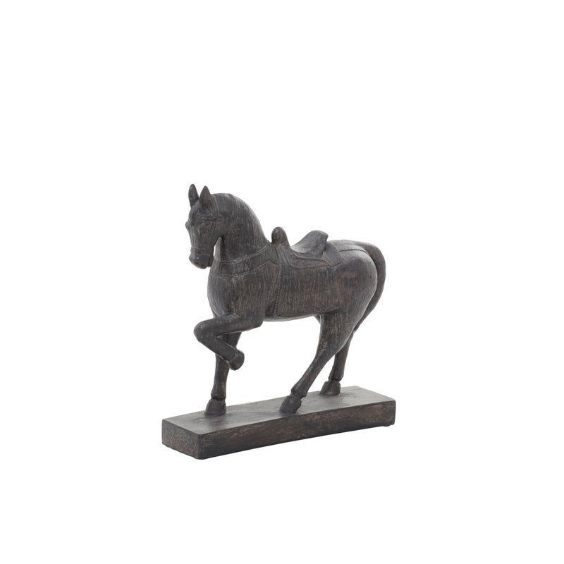 Deco 79 Polystone Horse Decorative Sculpture Home Decor Statue Accent Figurine 9 x 3 x 9 Brown - Image 1