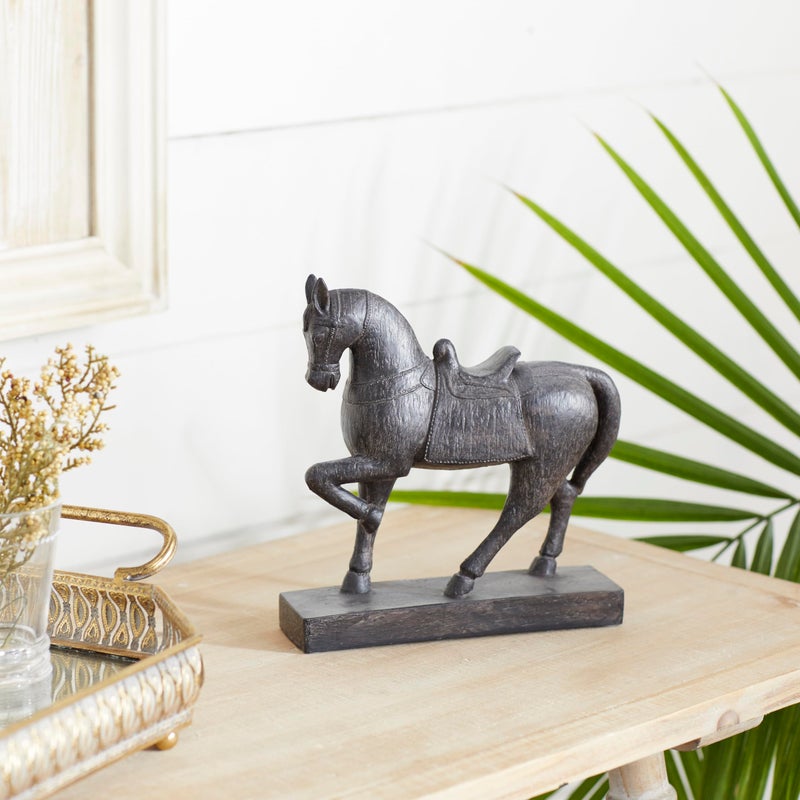 Deco 79 Polystone Horse Decorative Sculpture Home Decor Statue Accent Figurine 9 x 3 x 9 Brown - Image 5