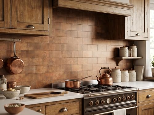 Reovatile 2026 New Upgrade Peel and Stick Backsplash Tile, Peel and Stick 11.34" X 11.57" Wall Tile for Kitchen, Bathroom, Fireplace, Laundry (Copper Metal, 10 Packs) - Image 3