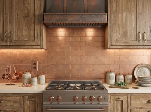 Reovatile 2026 New Upgrade Peel and Stick Backsplash Tile, Peel and Stick 11.34" X 11.57" Wall Tile for Kitchen, Bathroom, Fireplace, Laundry (Copper Metal, 10 Packs) - Image 4