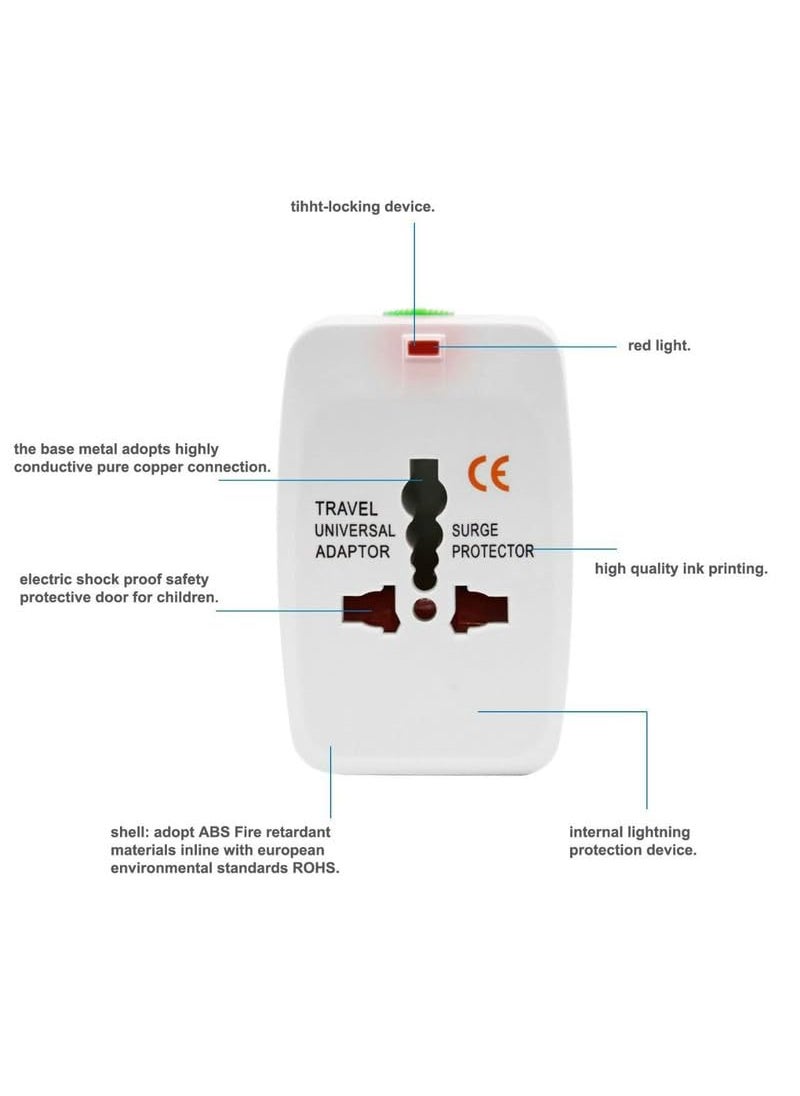 KLIVE KLIVE Universal Travel Adapter with Dual USB Charger Ports 150 Countries Compatibility Builtin Safety Shutters 6A Max Power Output 100240V Input for Smartphones White  - Image 5