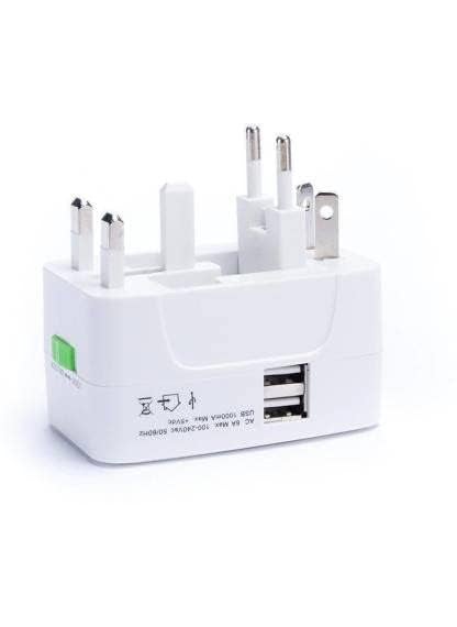 KLIVE KLIVE Universal Travel Adapter with Dual USB Charger Ports 150 Countries Compatibility Builtin Safety Shutters 6A Max Power Output 100240V Input for Smartphones White  - Image 3