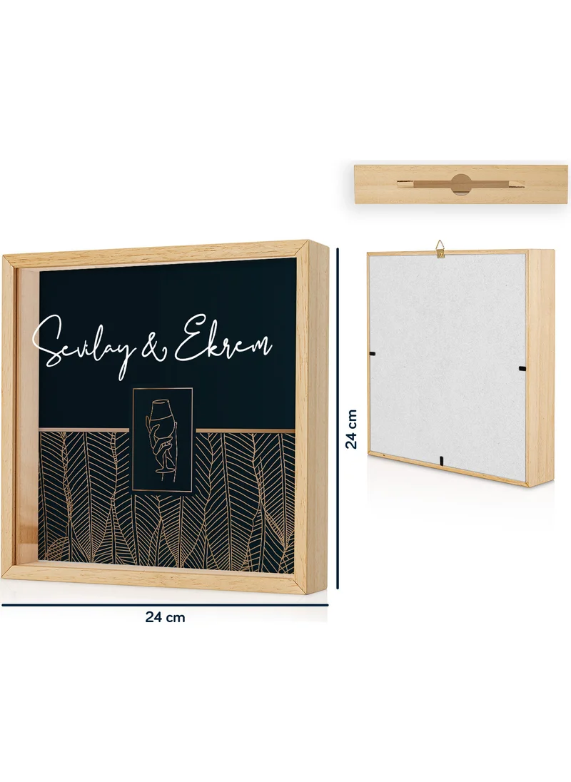 Hediye Sepeti Gift Basket Special for Couples Wooden Wine Cork Collection Box