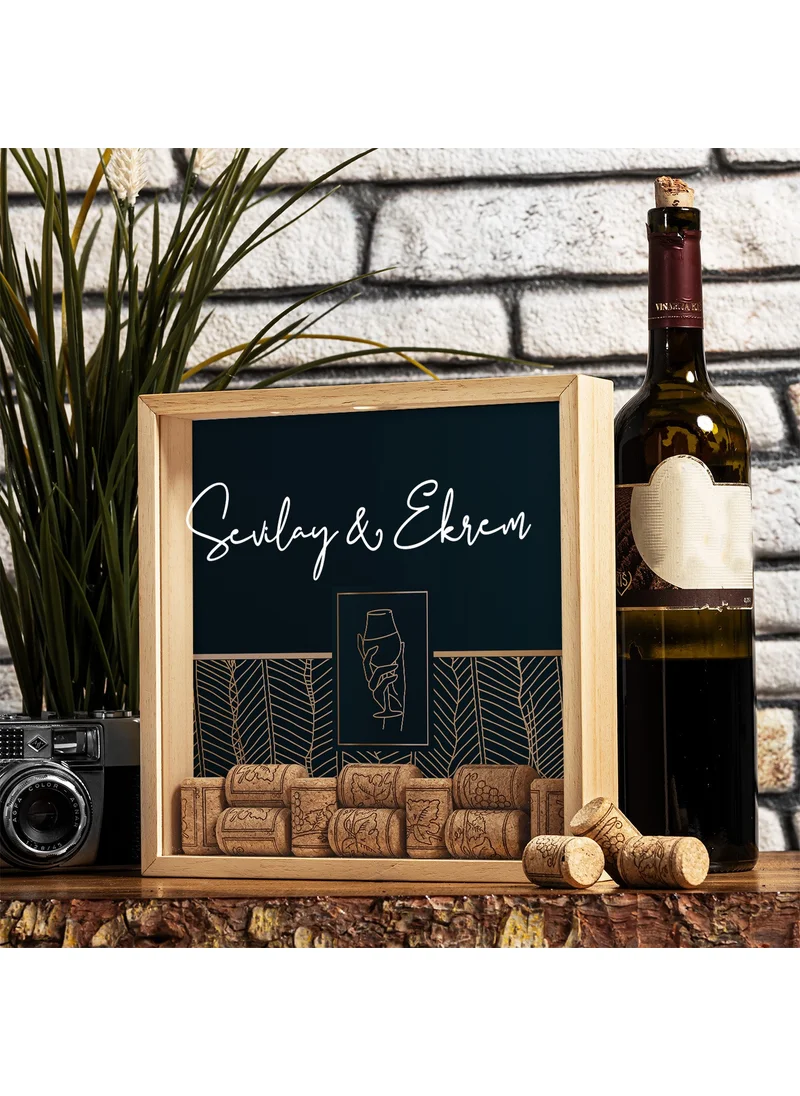 Hediye Sepeti Gift Basket Special for Couples Wooden Wine Cork Collection Box
