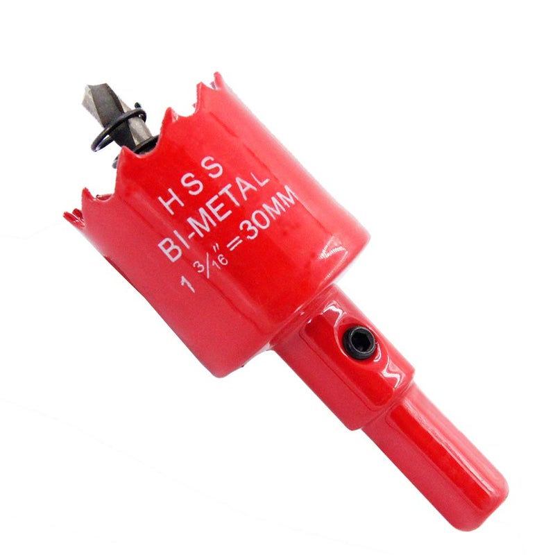 Laiwei Hole Saw Drill Bit HSS Hole Cutter with Arbor for Wood,PVC Board and Plasterboard(1-3/16"(30mm Hole Saw)) - Image 1