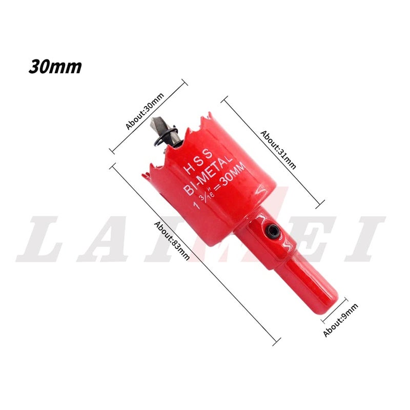 Laiwei Hole Saw Drill Bit HSS Hole Cutter with Arbor for Wood,PVC Board and Plasterboard(1-3/16"(30mm Hole Saw)) - Image 2