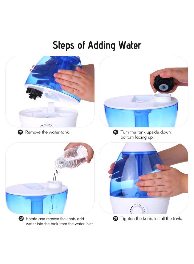 NIBEMINENT Cool Mist Humidifier Blue/White 27cm - Image 2