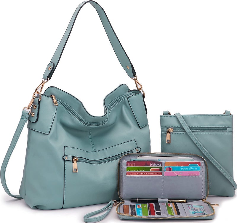 Idesort Large Crossbody Bags Ladies Shoulder Handbags Purse and Wallet Set for Women Totes Hobo Purses SkyBlue - Image 1