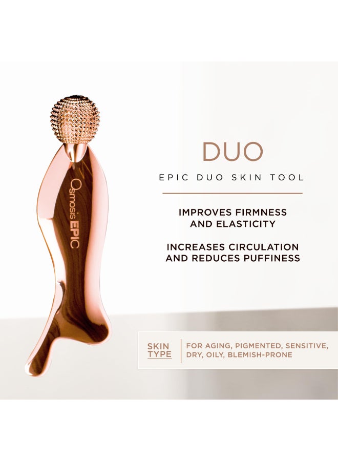 Osmosis 2In1 EPIC Duo Skin Tool Gua Sha Facial Roller MultiTool Increases Circulation Firms Helps Reduce Puffiness For Face Eyes Neck - Image 4
